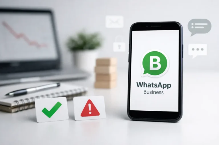 Profissional de negócios analisando regras de disparo no WhatsApp em um smartphone