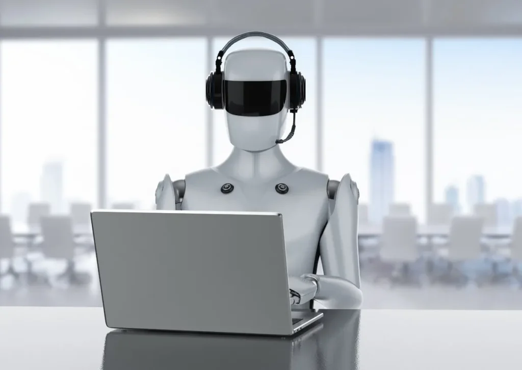 Profissionais de marketing utilizando ferramentas de inteligência artificial avançadas para otimizar estratégias.