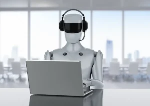 Profissionais de marketing utilizando ferramentas de inteligência artificial avançadas para otimizar estratégias.